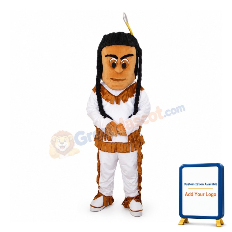 Ethnic Minority Man With Pigtails Mascot Costume