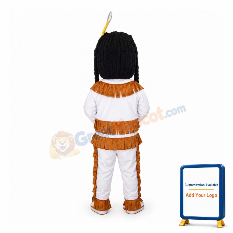 Ethnic Minority Man With Pigtails Mascot Costume