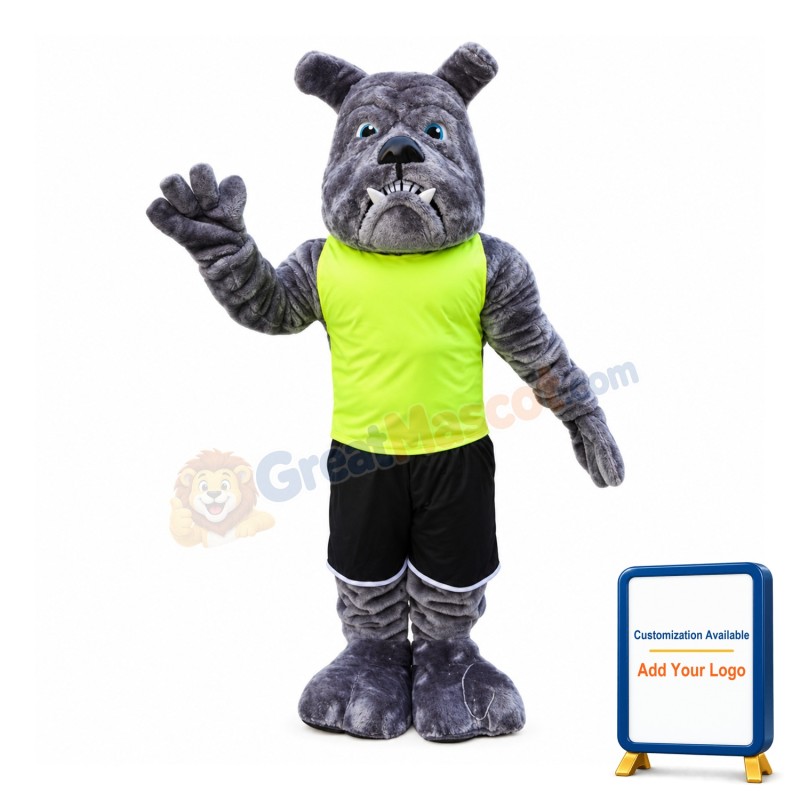 Mediocre Bulldog With Fluorescent Vest Mascot Costume
