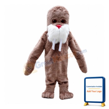Brown Walrus With Long Teeth Mascot Costume