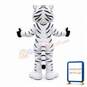 Robust Wild White Tiger Mascot Costume