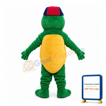 Green Turle With Baseball Cap Mascot Costume