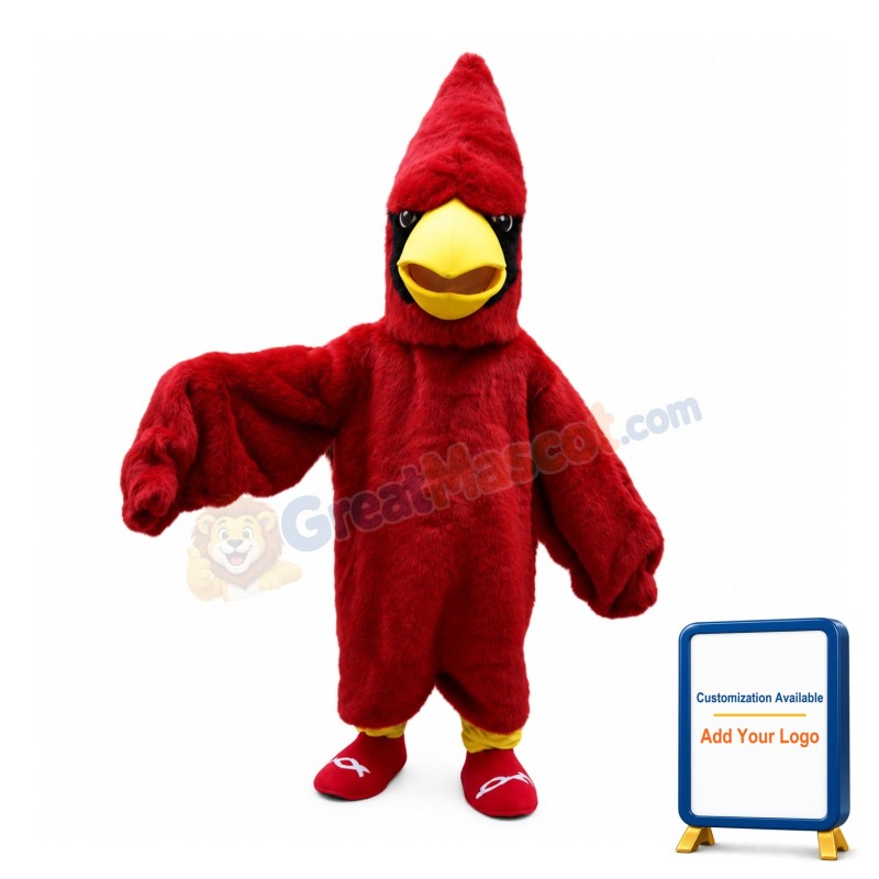 Pointed Head All Red Eagle Mascot Costume