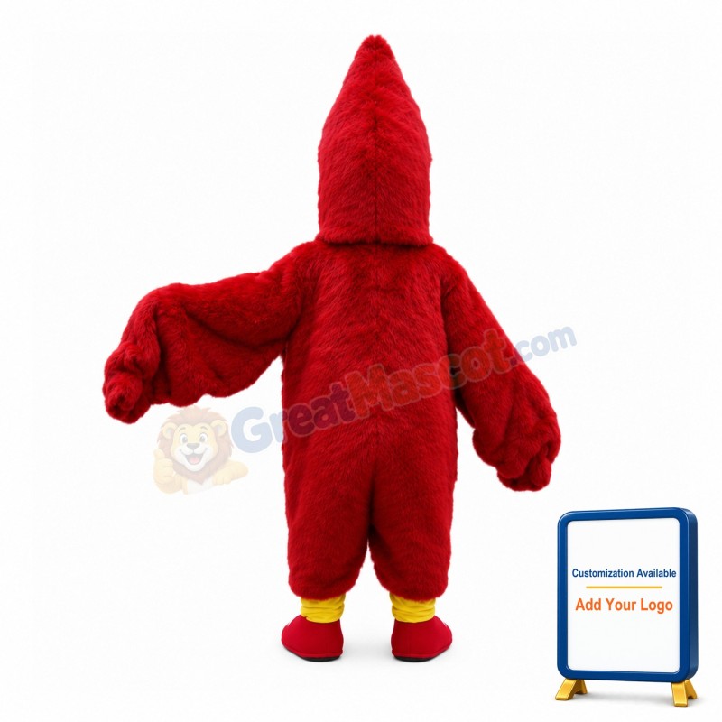 Pointed Head All Red Eagle Mascot Costume