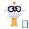 Little White Bird With Glasses Mascot Costume
