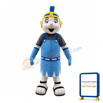 Craftsman Wearing Blue Apron Mascot Costume