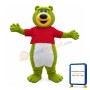 Agreeable Green Bear With Red Shirt Mascot Costume