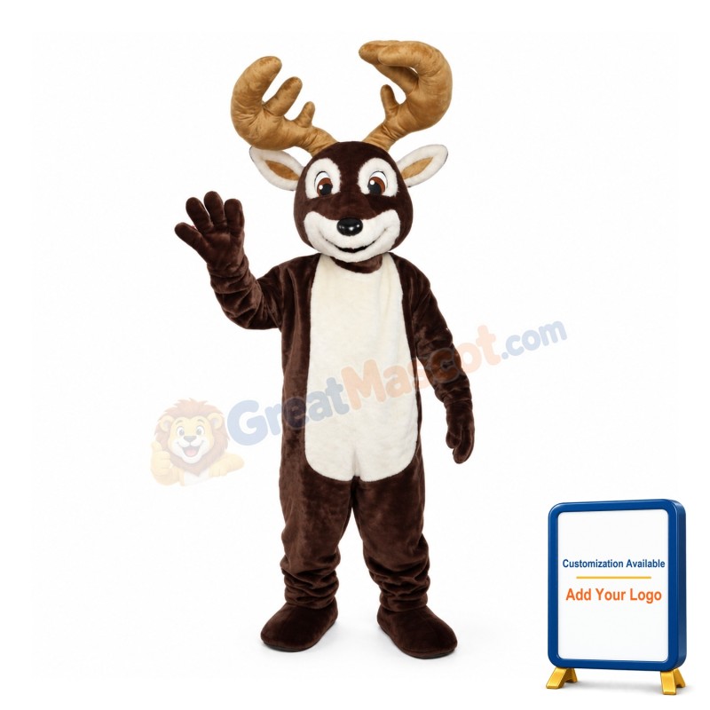 Merry Brown Moose Mascot Costume