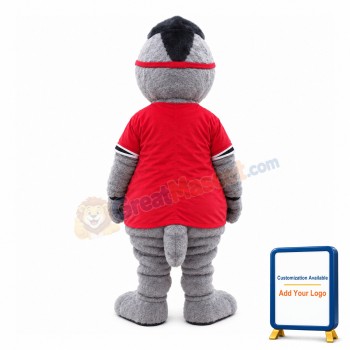 Beaver Wearing Red Blindfold Mascot Costume