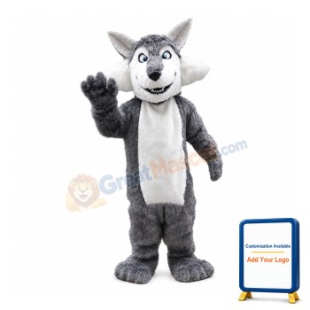 Insidious Furry Grey Wolf Mascot Costume