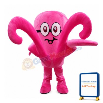 Flexible Pink Octopus Mascot Costume
