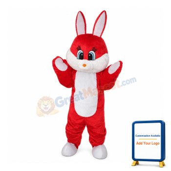 Lovable Red Rabbit Mascot Costume