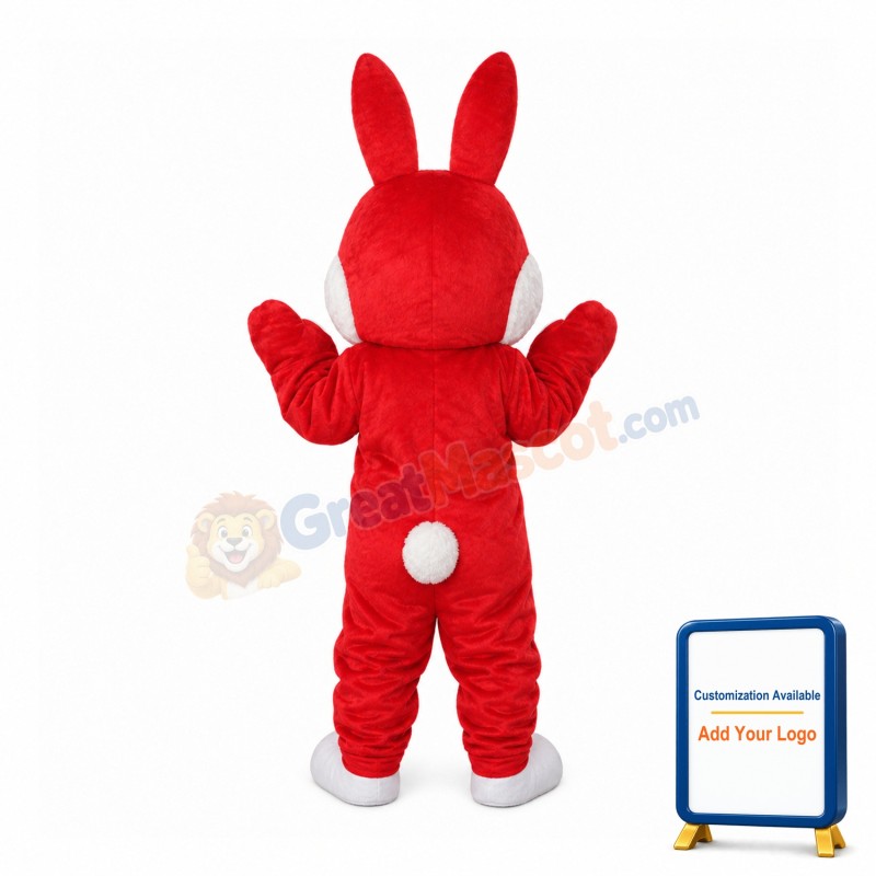 Lovable Red Rabbit Mascot Costume