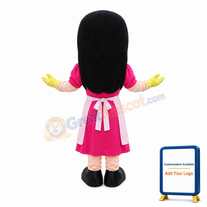 Female Cleaner With Apron Mascot Costume