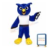Surprised Blue Owl With White Vest Mascot Costume