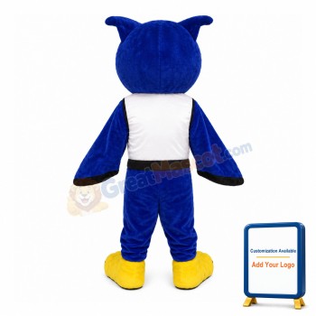 Surprised Blue Owl With White Vest Mascot Costume