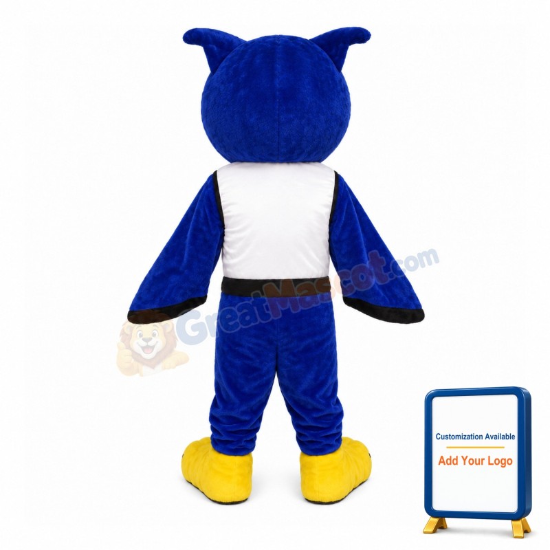 Surprised Blue Owl With White Vest Mascot Costume