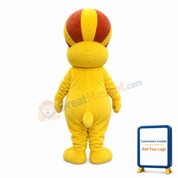 Lively Cartoon Lion With Ball Shaped Mane Mascot Costume