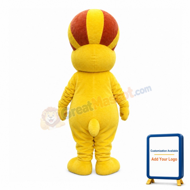 Lively Cartoon Lion With Ball Shaped Mane Mascot Costume