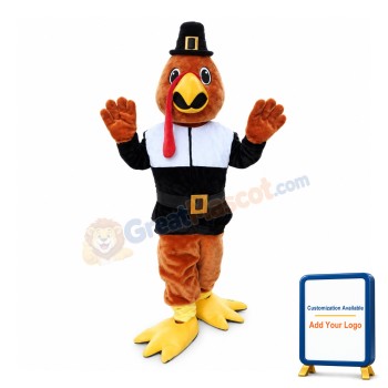 Brown Chicken Wearing Motorcycle Suit Mascot Costume