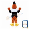 Brown Chicken Wearing Motorcycle Suit Mascot Costume