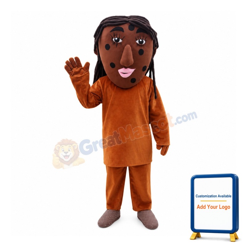 Black Girl With Dark Spots On Face Mascot Costume