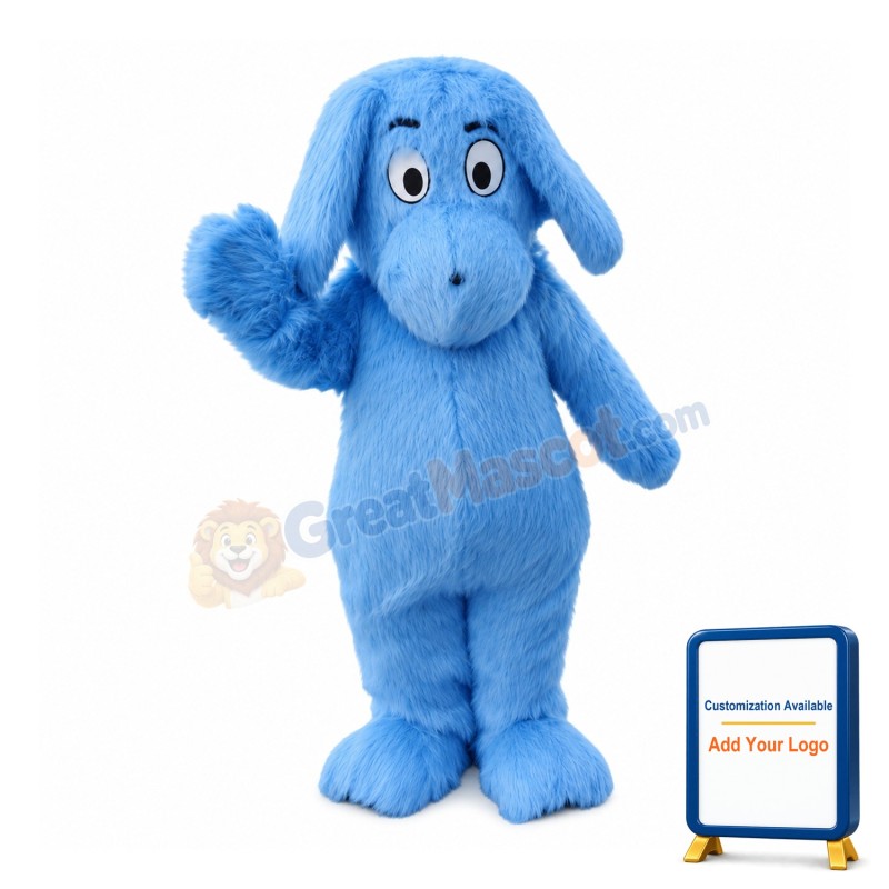 Genial Kind Blue Furry Dog Mascot Costume