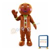 Happy Gingerbread Man With Pink Blush Mascot Costume