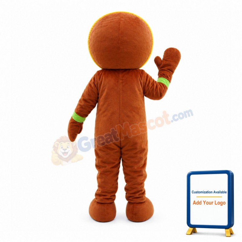 Happy Gingerbread Man With Pink Blush Mascot Costume