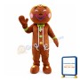 Happy Gingerbread Man With Pink Blush Mascot Costume