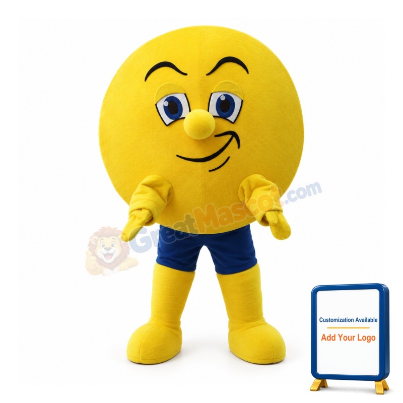 Yellow Ball With Raised Eyebrow Mascot Costume