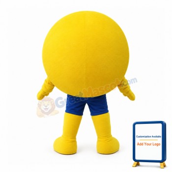 Yellow Ball With Raised Eyebrow Mascot Costume