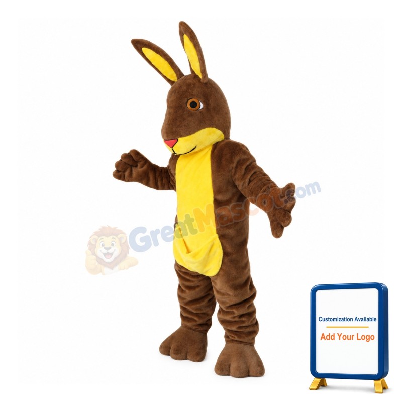 Large Brown & Yellow Rabbit Mascot Costume