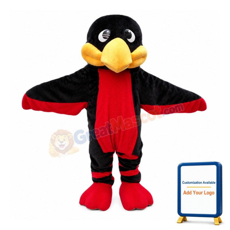 Fat Head Black & Red Bird Mascot Costume