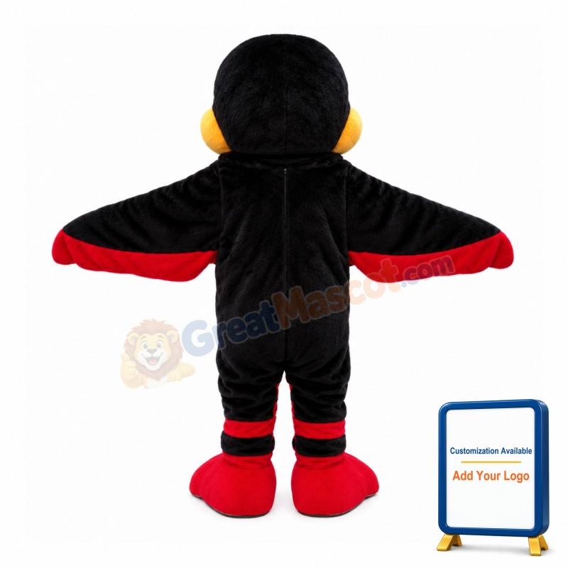 Fat Head Black & Red Bird Mascot Costume