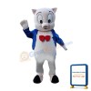 Gentle Little Pig Wearing Red Tie Mascot Costume