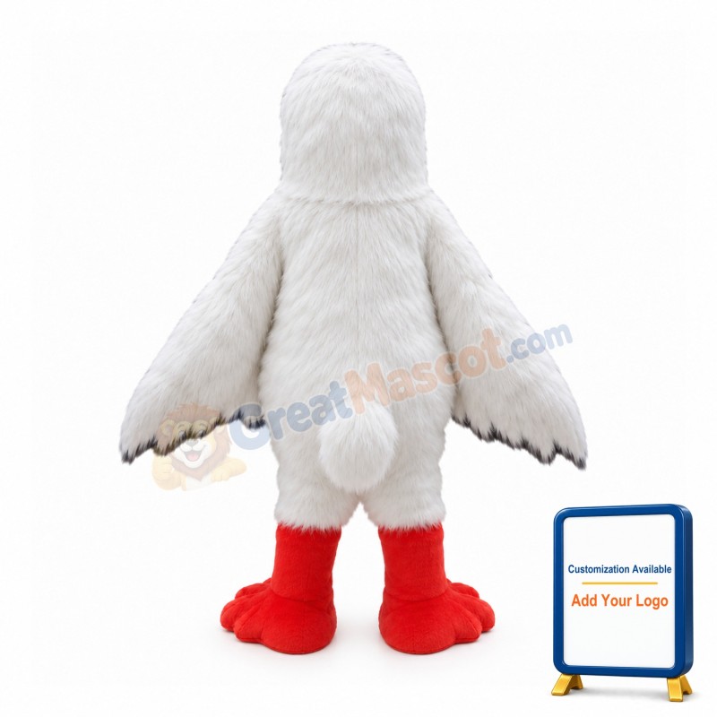 Sluggish Long Fur White Bird Mascot Costume