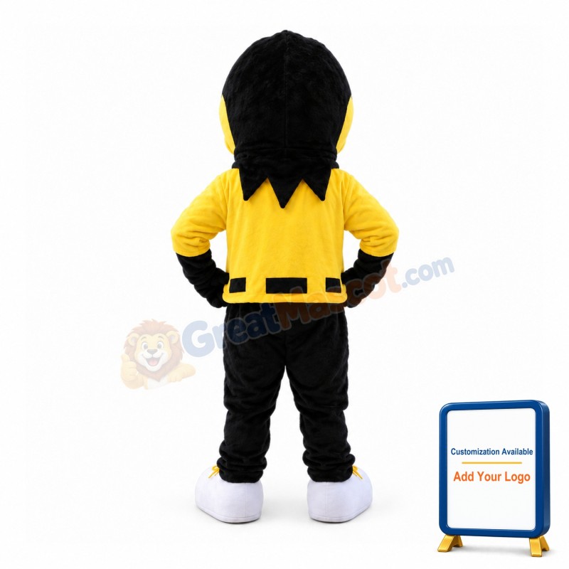Big Mouth Eagle In Yellow Shirt Mascot Costume