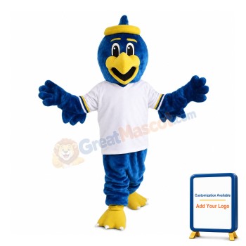 Blue Bird With White Shirt Mascot Costume