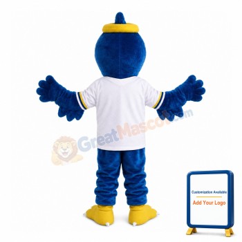 Blue Bird With White Shirt Mascot Costume