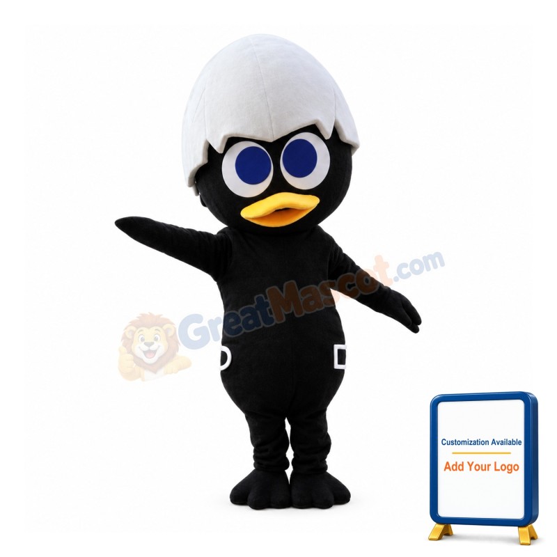 Black Duck With Eggshell Mascot Costume
