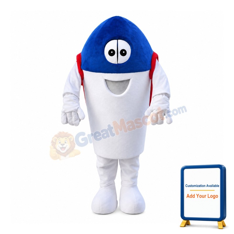 Blue Rocket Ready To Launch Mascot Costume