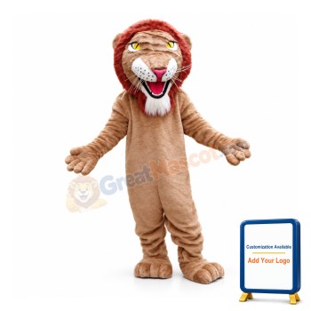 Adult Lion With Red Brown Mane Mascot Costume