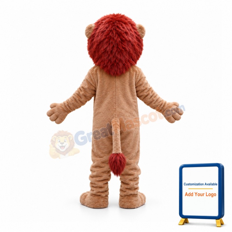 Adult Lion With Red Brown Mane Mascot Costume