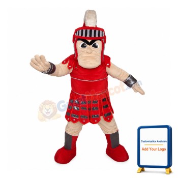 Brave Soldier In Red Armor Mascot Costume