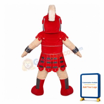 Brave Soldier In Red Armor Mascot Costume