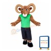 Hale Ram Wearing Green Vest Mascot Costume