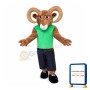 Hale Ram Wearing Green Vest Mascot Costume