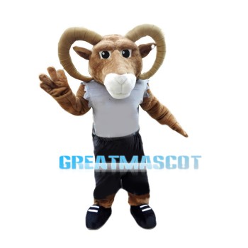 Hale Ram Wearing Green Vest Mascot Costume