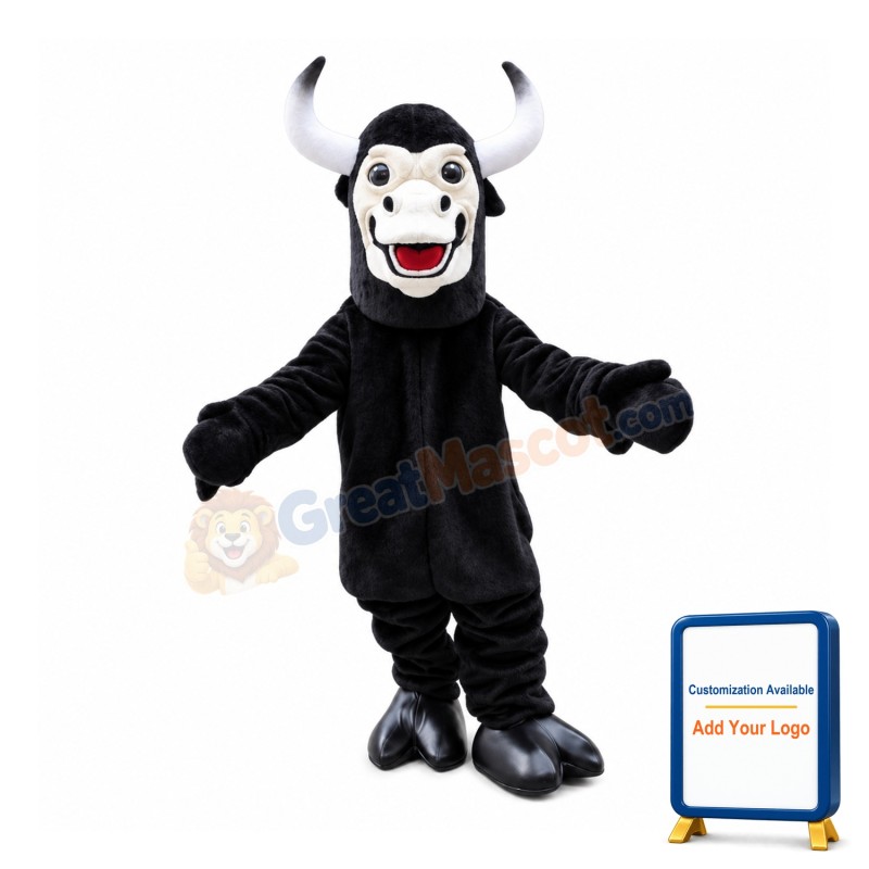 Steady Black Cattle Mascot Costume